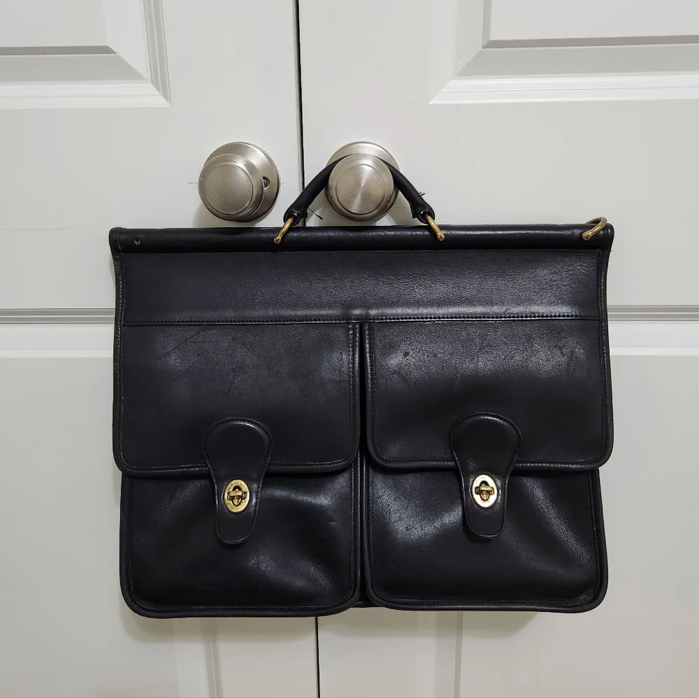 Coach Vintage Black Kensington  Leather Briefcase Messenger Bag 5279 - Picture 2 of 8